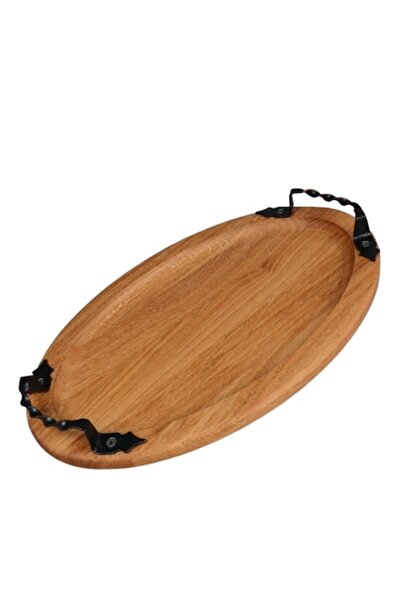 OEM Oval Wooden Tray with Iron Handles