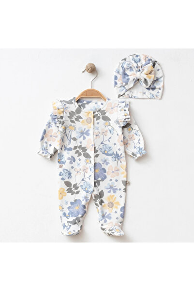 Momercy Baby Girl Floral Bonnet Jumpsuit