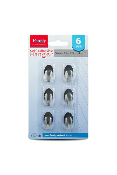 FAMİLY Self-adhesive hanger - stainless steel - 6 pieces / pack