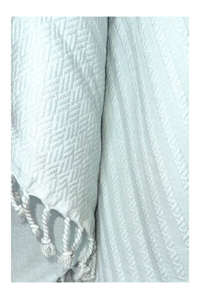 NHR 100% Cotton Seat Cover Tv Blanket Si 97X163 cm Gray Striped Multi-Purpose...