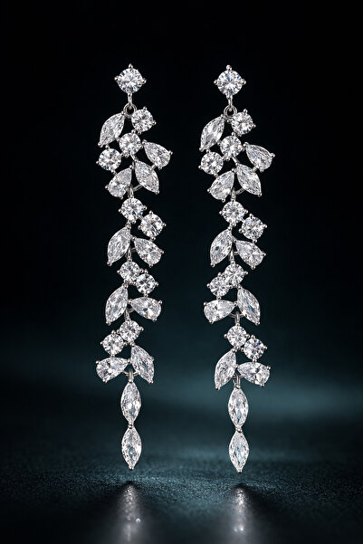 Zenso Silver Earrings Crystal Ivy