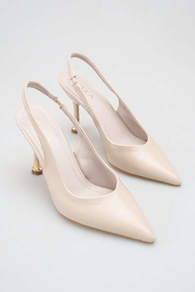 Rella Ten Sivri Burun İnce Topuklu Lastikli Stiletto Şık Kadın Ayakkabı