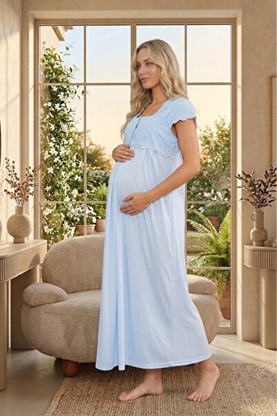 Lohusa Homewear Noul sezon, albastru, pentru gravide, cu mânecă scurtă, elega...