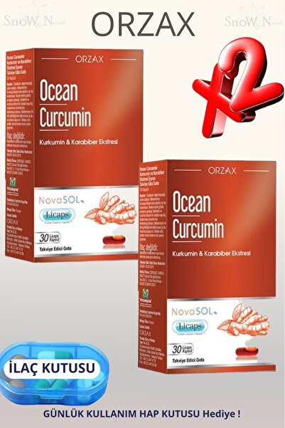 Ocean Curcumin (Curcumin - Black Pepper Extract) 30 Capsules 2 Pcs + Pill Box...