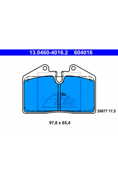 Ate Σετ τακάκια φρένων, δισκόφρενο 13.0460-4016.2 Porsche 911/911 Cabriolet/9...