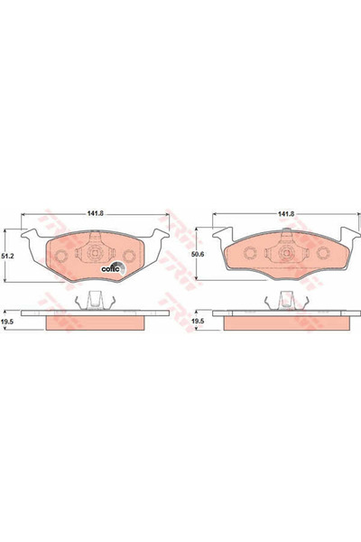 TRW Σετ τακάκια φρένων, δισκόφρενο GDB1218