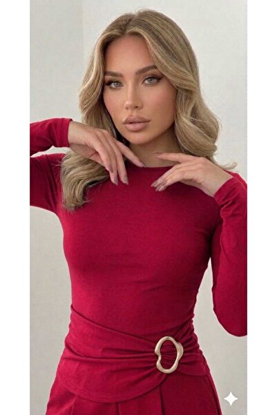 Lufthimm New Model Women's t Buckled Waist Detailed Sandy Long Sleeve Blouse ...