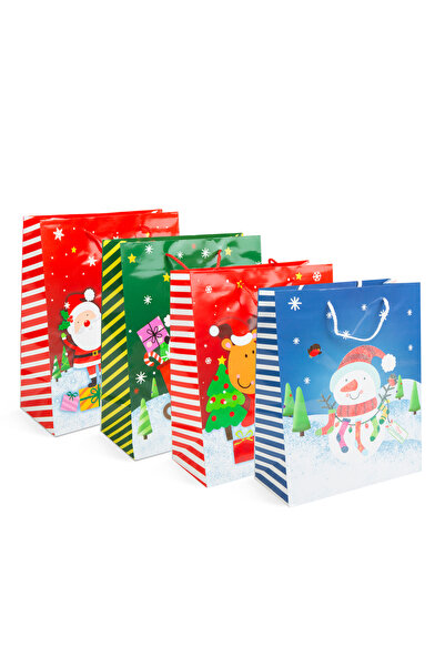 FAMİLY Pungă cadou de Crăciun - hârtie - 265 x 127 x 330 mm - 4 tipuri/ pachet