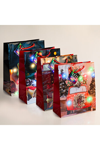FAMİLY Pungă cadou - 10 hârtie LED color - 265 x 127 x 330 mm - 4 tipuri / pa...