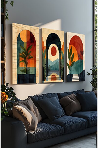 Design Craft House 3`lü Modern Tasarım Ev Ofis İşyeri Dekorasyon Tablo