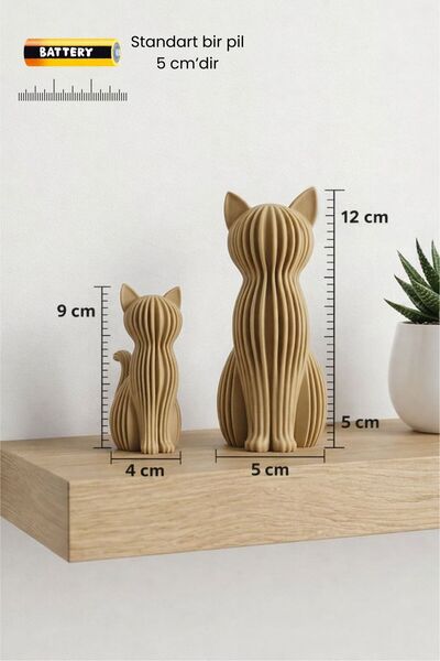 Printorium Minimalist Kedi Biblo Seti – Modern Dekoratif Masaüstü Raf ve Salo...