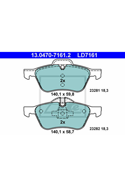 Ate Σετ τακάκια φρένων, δισκόφρενο 13.0470-7161.2