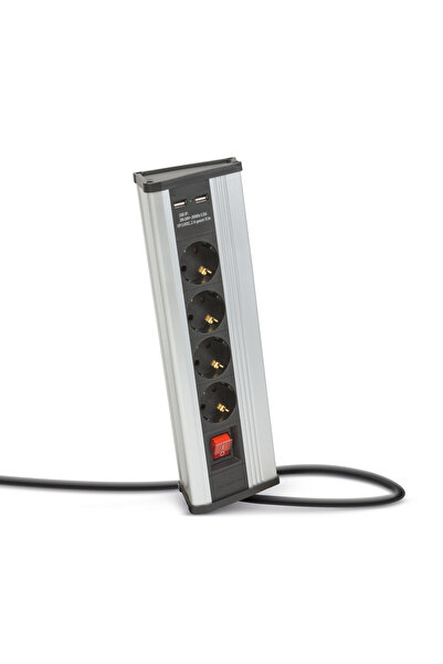 DELIGHT Corner extension cord - with switch - 4 x 250V, 16A - 2 x USB, 2.1A -...