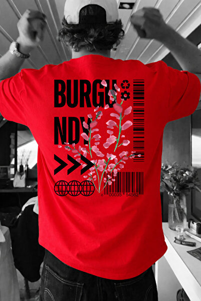 LORVEX Тениска с свободна кройка 100% памук Оверсайз BURGU Тениска с принт