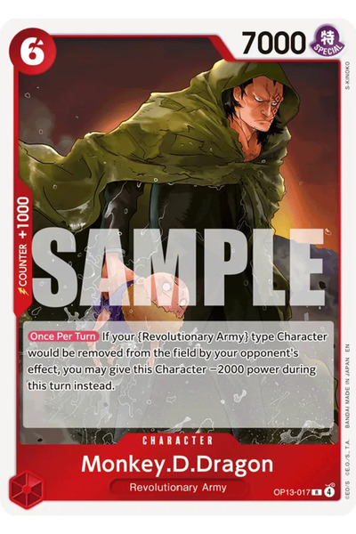 Bandai TCG One Piece Monkey.D.Dragon Op13-017 Licensed Game Card (En - Foil R...