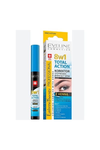Eveline Henna pentru sprancene Cosmetics 8 in 1 Total Action