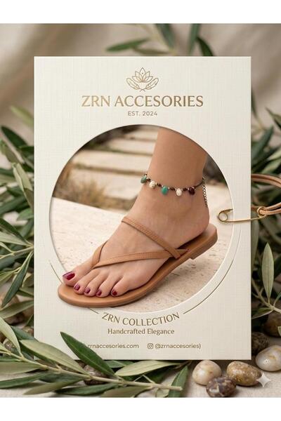 ZRN AKSESUAR Colorful Natural Stone Detailed Handmade Beaded Anklet – Stylish...