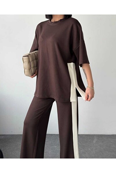 LAVRE Modal Fabric Striped Detail Comfortable Fit Two-Piece Tracksuit Set