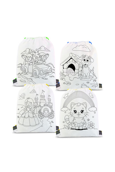 OEM Pungă de gimnastică colorabilă - 4 fire - 33 x 27 cm - 4 tipuri