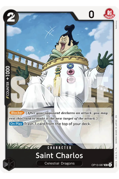 Bandai TCG One Piece Saint Charlos Op13-087 Licensed Game Card (En)
