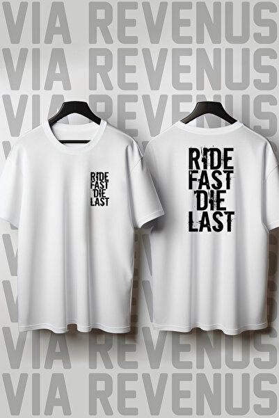 Vordevia Ride Fast Die Last με τύπωμα Μπλουζάκι Unisex με λαιμόκοψη Crew Neck...