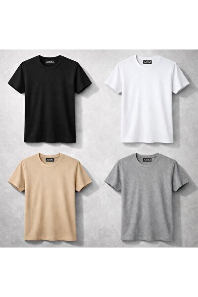 LEYEL Moda تيشيرت أساسي كبير الحجم بلون الجمل، عبوة من 4 قطع