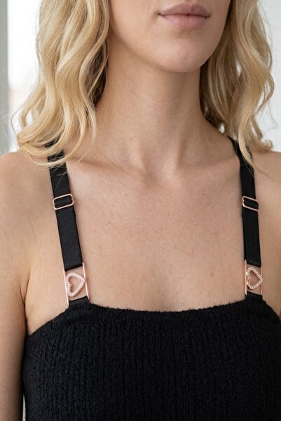 CAŞ DEKORASYON Crna boja srca Sa kamenčićima naramenice za grudnjak