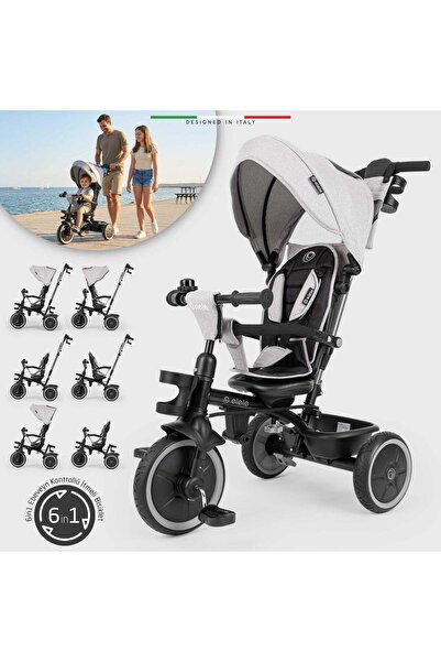 Elele Fertile 6in1 Ebeveyn Kontrollü 3 Tekerlekli Çocuk Bisikleti Çift Yönlü Gri