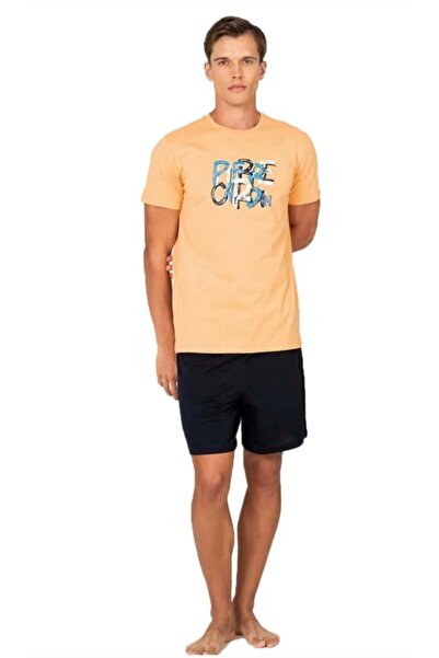 Pierre Cardin Men's Short Sleeve Crew Neck Combed Cotton Shorts Pajama Set