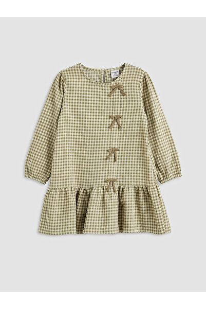 LC Waikiki Ozmarka New Season Bow Detail Checked Girls' Dress