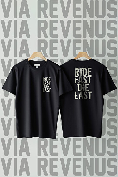 Vordevia Ride Fast Die Last Printed Crew Neck Loose Fit 100% Cotton Unisex Ts...