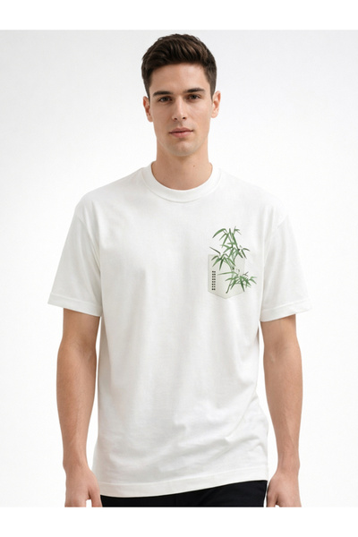 EXPECTED Muški beli Oversize kroj dizajn Štampano Pamuk komada stilski T-shirt