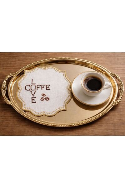 MİLE CONCEPT مناديل تقديم الكوكتيل المزخرفة باللون البني من قماش K كتان بتصمي...