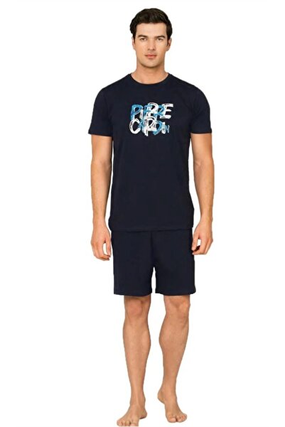 Pierre Cardin Men's Short Sleeve Crew Neck Combed Cotton Shorts Pajama Set