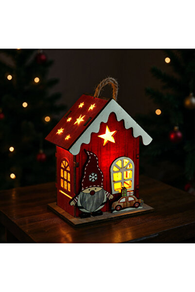OEM Decorațiune de Crăciun cu LED - căsuță cu spiriduș - LED alb cald, roșu -...
