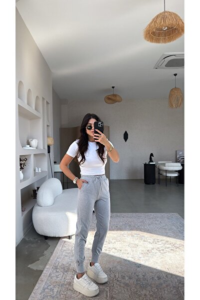 Buket Teke Gray Two-Thread Tracksuit with Side Zippers