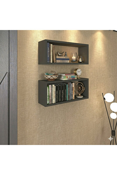 wudie Stiva 2-Piece Rectangular Wooden Wall Shelf Flying Shelf Bathroom Kitch...