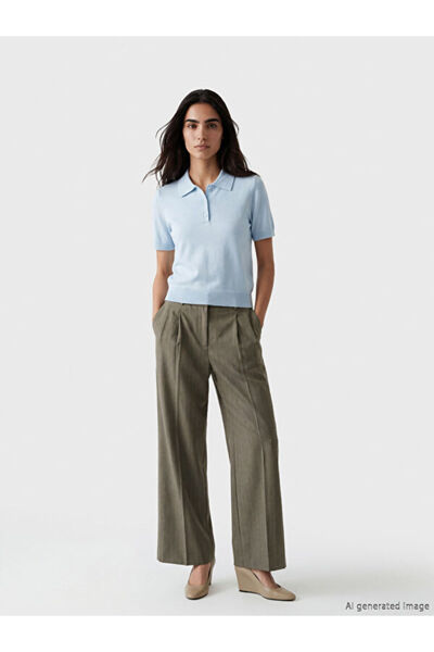 LC Waikiki Rmz Gi̇yi̇m Farkiyla High Waist Striped Women's Trousers