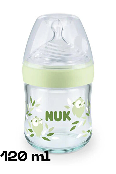 Nuk رضّاعة ناتشر سينس زجاج، بمؤشر حرارة ومقاس (S) للمواليد حتى 6 أشهر. لون اخضر