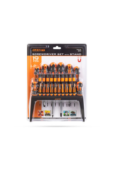 Handy 18-piece screwdriver set with storage space