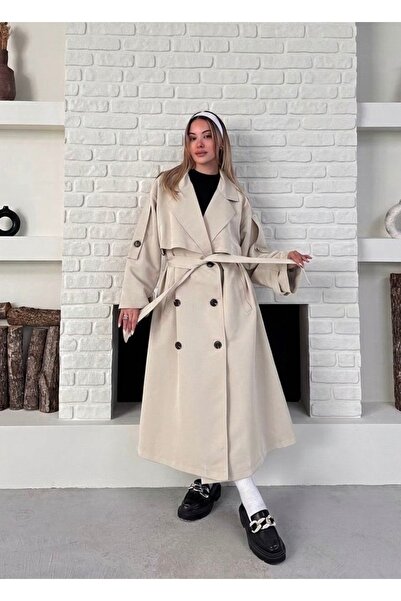 timagna Women's Trench Coat Long Belted New Season Stylish and Modern Outerwear