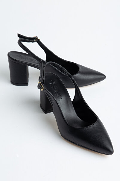 livens حذاء VELORA نسائي أسود مفتوح من الخلف بحزام مدبب من الأمام مكون من حذا...