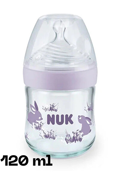Nuk رضّاعة ناتشر سينس زجاج، بمؤشر حرارة ومقاس (S) للمواليد حتى 6 أشهر. لون لا...