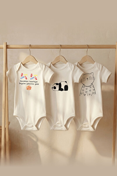 LilJoy Organic 100% Cotton Piece Set of 3 Holiday Candy Printed Short Sleeve ...