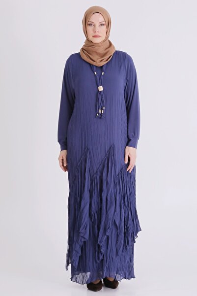 Sahra Tesettür Behrem Büyük Beden şifonlu elbise morcivet
