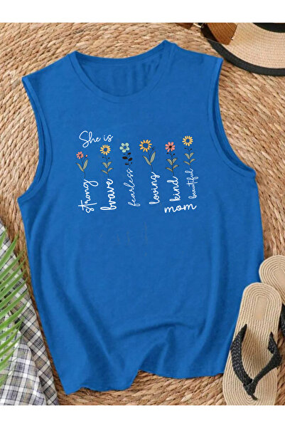 SUNFREE Special for Mothers Printed Summer Sleeveless Crew Neck Women's Tshirt