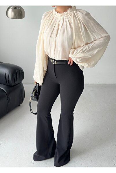 MY LİKA Spanish Leg Belted Trousers
