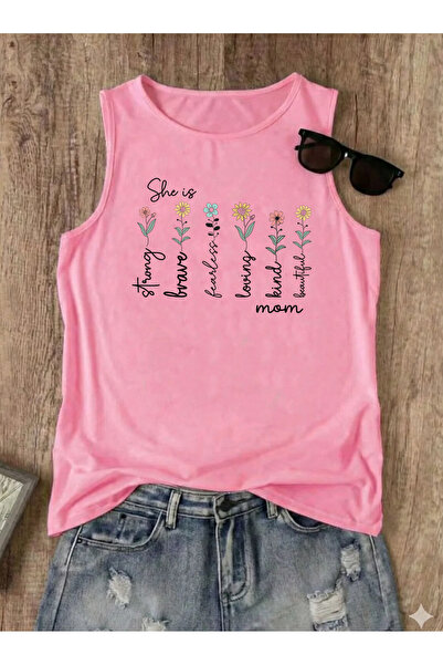 SUNFREE Special for Mothers Printed Summer Sleeveless Crew Neck Women's Tshirt