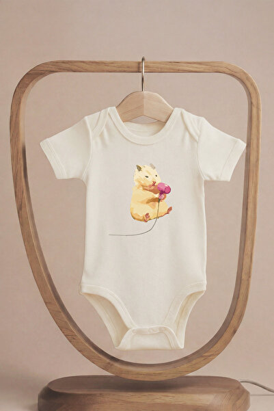 LilJoy Organic 100% Cotton Pack Cute Hamster Printed Short Sleeve Snap Fasten...