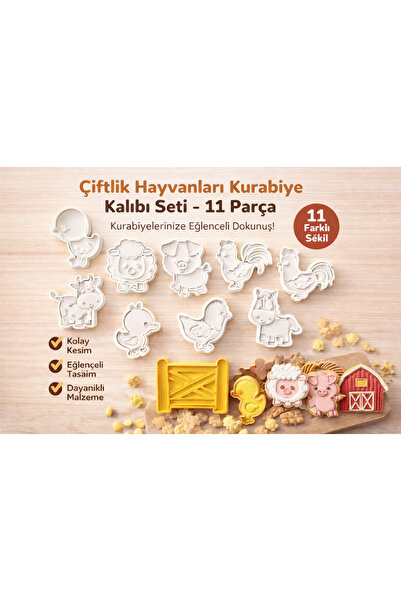 LİYA3D Farm Animals Cookie Cutter Set – 11 Pieces